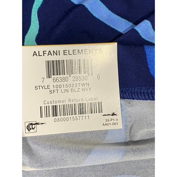 Alfani Women's Plus Size Navy Printed Wide-Leg Pull-On Pants SZ 3X - Picture 9 of 10